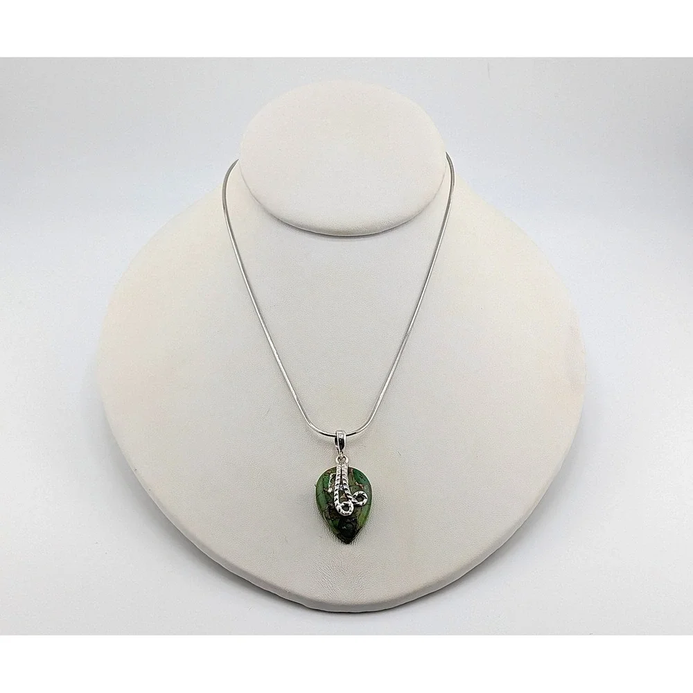 Handmade Mohave Turquoise Kingman Pendant Necklace 18in Sterling Silver Chain **